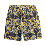 Yellow Black And Grey Digital Camo Print Cotton Shorts