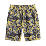 Yellow Black And Grey Digital Camo Print Cotton Shorts