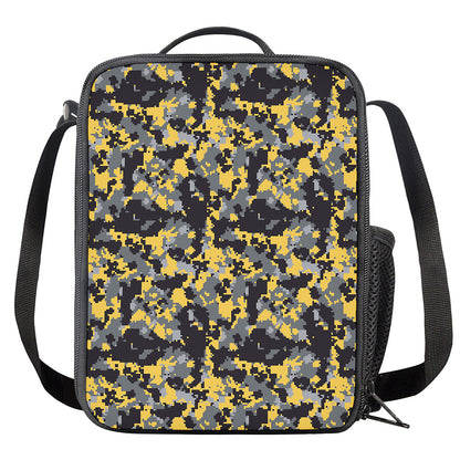 Yellow Black And Grey Digital Camo Print Crossbody Lunch Bag