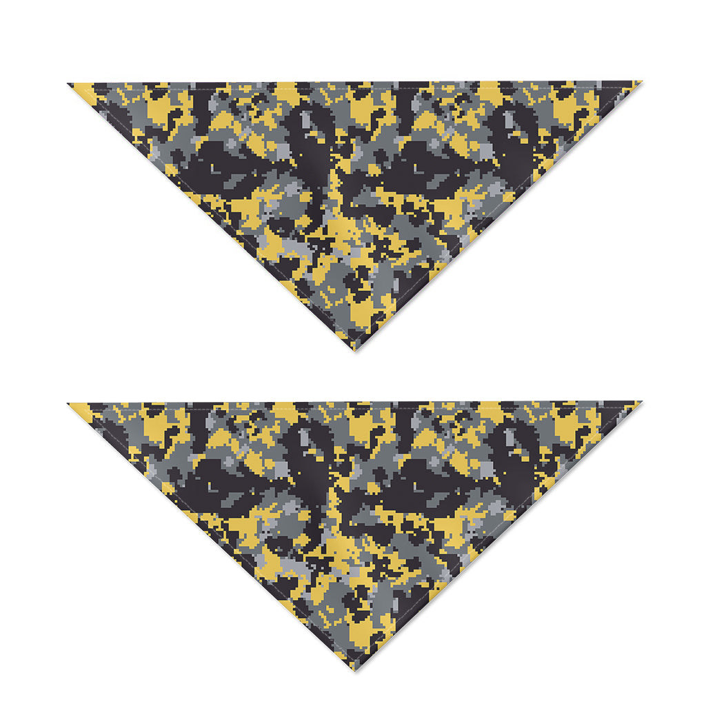 Yellow Black And Grey Digital Camo Print Dog Bandana