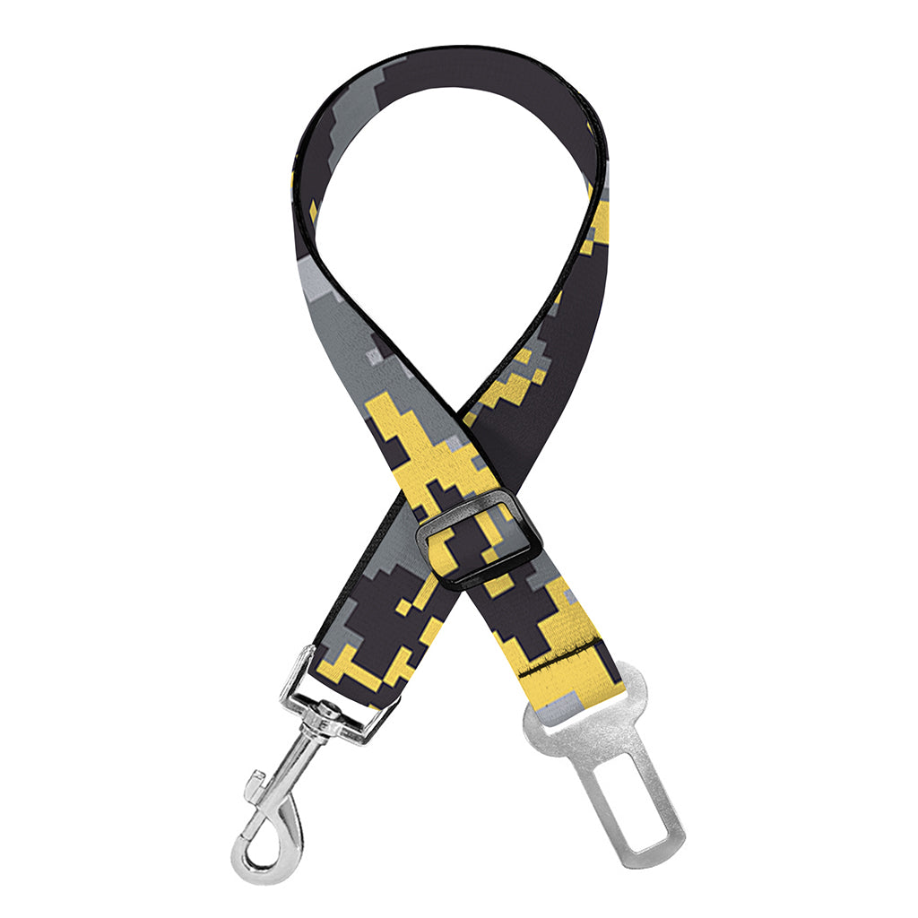 Yellow Black And Grey Digital Camo Print Dog Seat Belt
