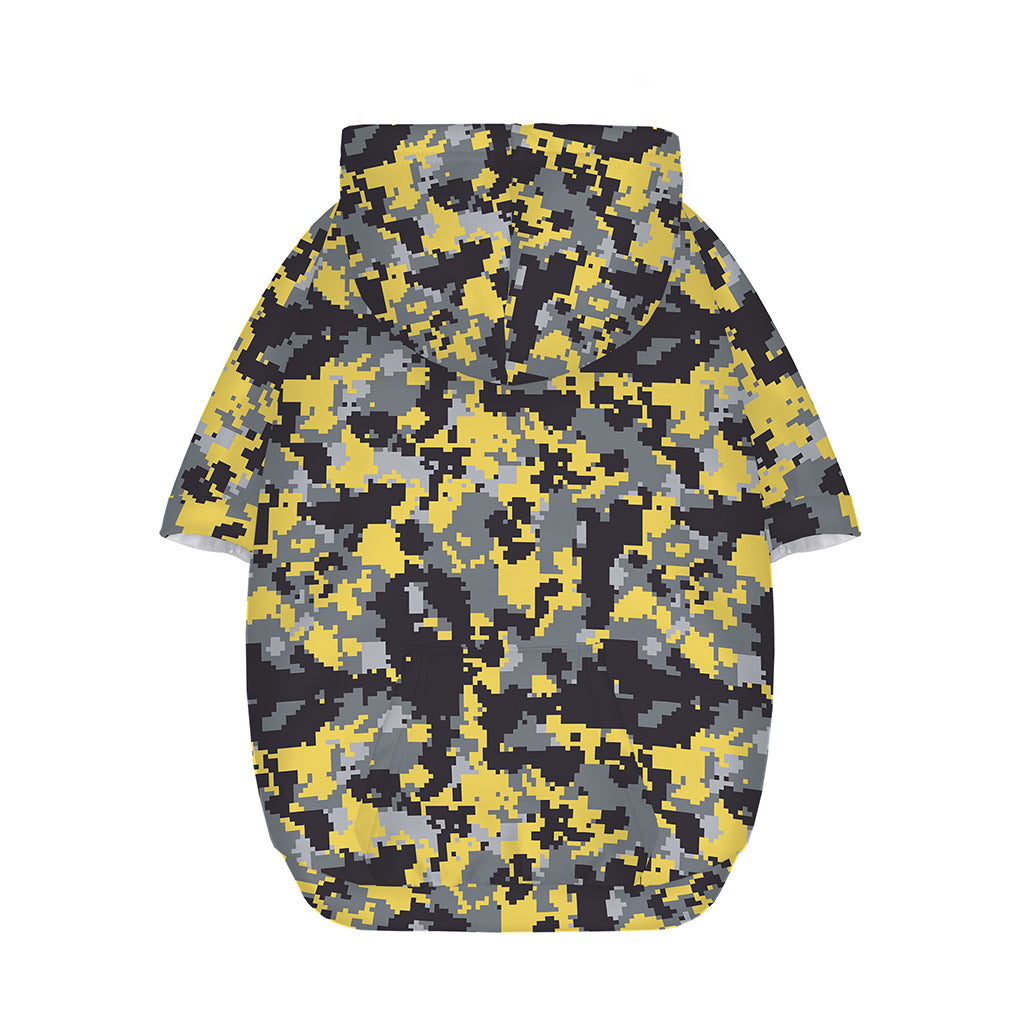 Yellow Black And Grey Digital Camo Print Dog Zip Up Hoodie