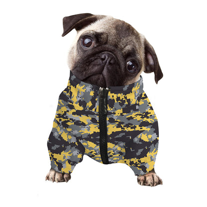 Yellow Black And Grey Digital Camo Print Dog Zip Up Jacket