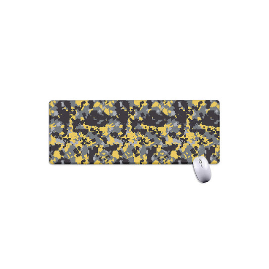 Yellow Black And Grey Digital Camo Print Extended Mouse Pad