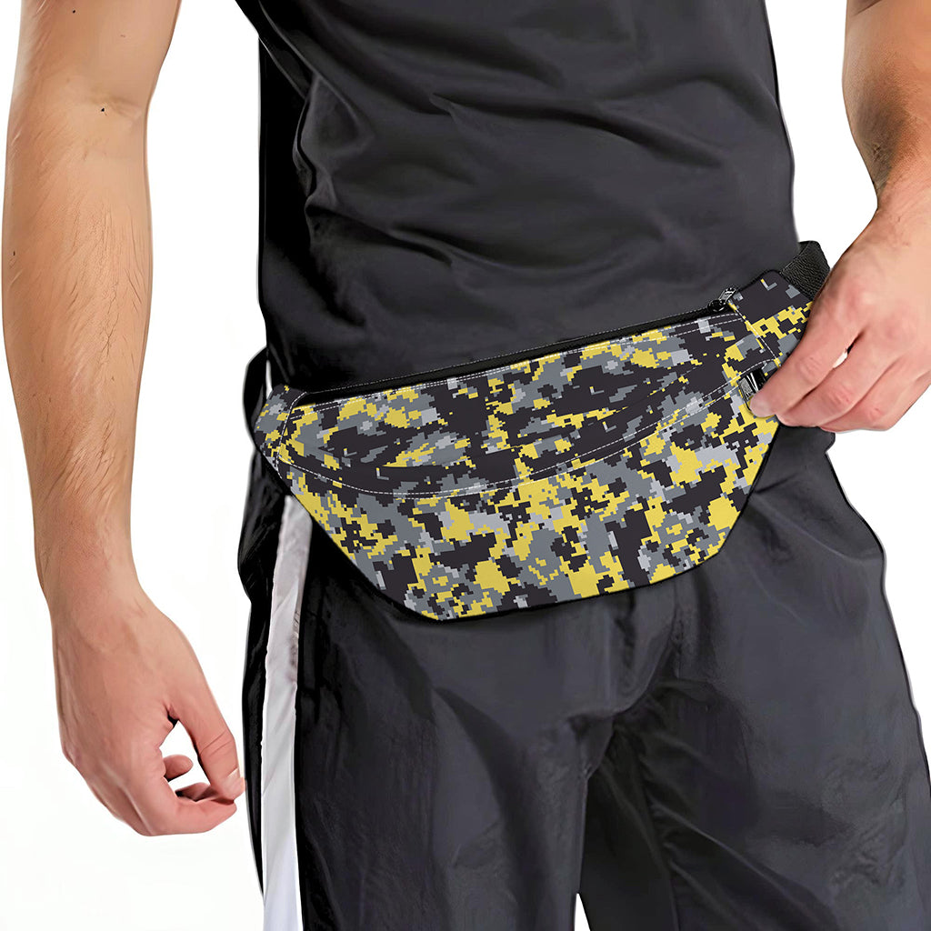 Yellow Black And Grey Digital Camo Print Fanny Pack