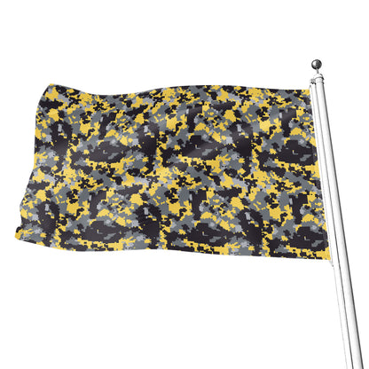 Yellow Black And Grey Digital Camo Print Flag
