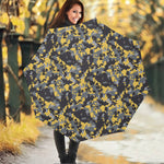 Yellow Black And Grey Digital Camo Print Foldable Umbrella