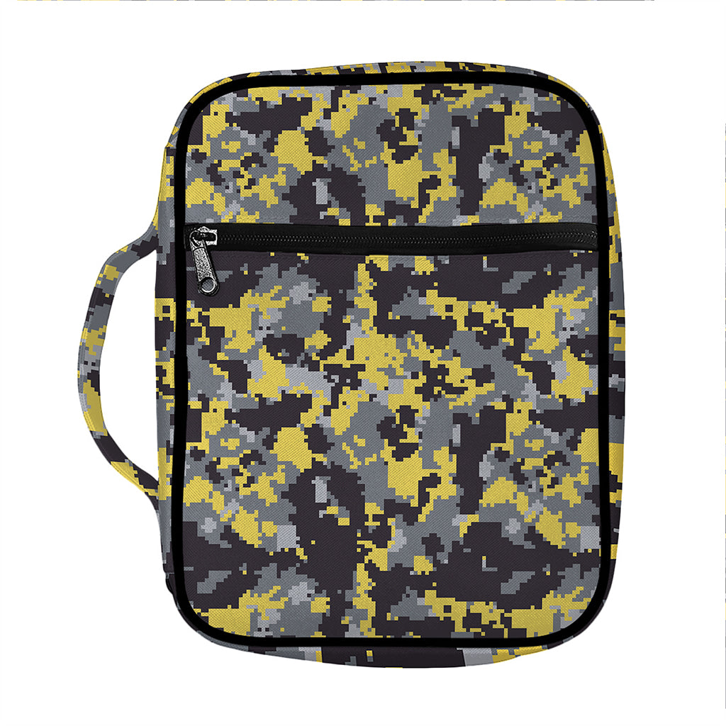 Yellow Black And Grey Digital Camo Print Front Pocket Bible Bag