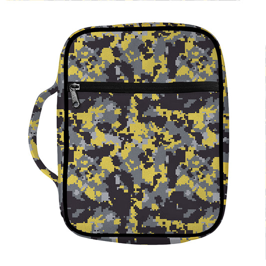 Yellow Black And Grey Digital Camo Print Front Pocket Bible Bag