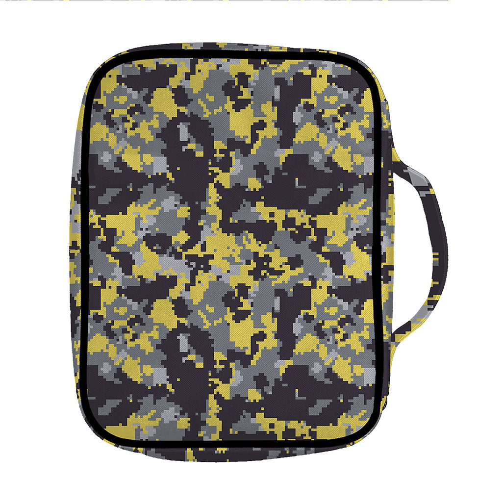Yellow Black And Grey Digital Camo Print Front Pocket Bible Bag