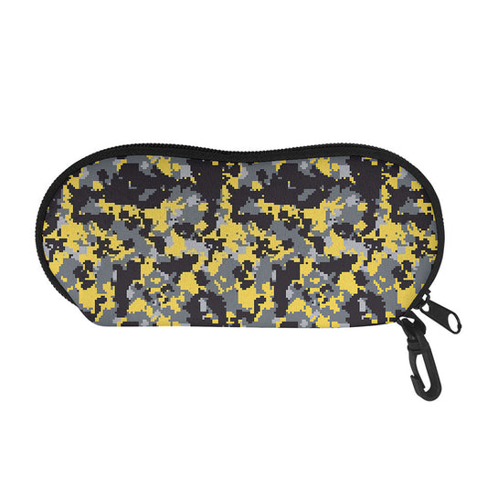 Yellow Black And Grey Digital Camo Print Glasses Case