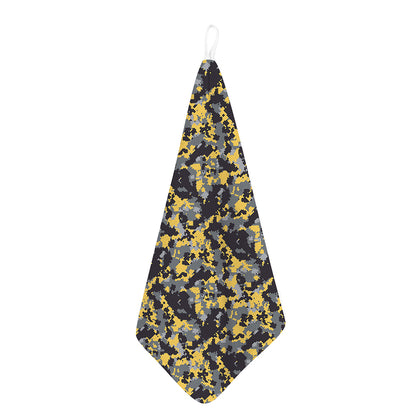 Yellow Black And Grey Digital Camo Print Hand Towel