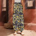 Yellow Black And Grey Digital Camo Print Harem Pants