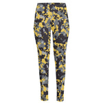 Yellow Black And Grey Digital Camo Print High-Waisted Pocket Leggings