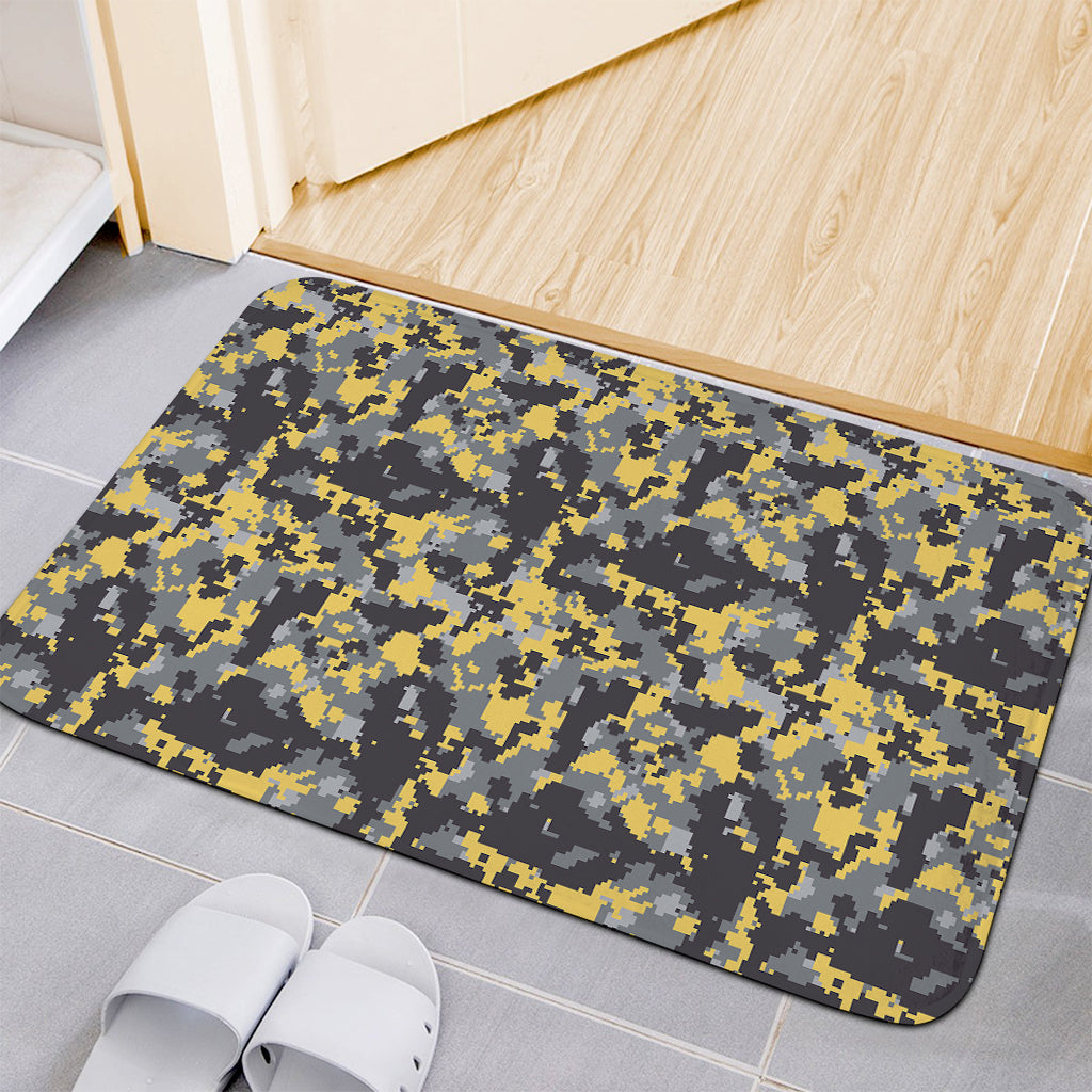 Yellow Black And Grey Digital Camo Print Indoor Door Mat