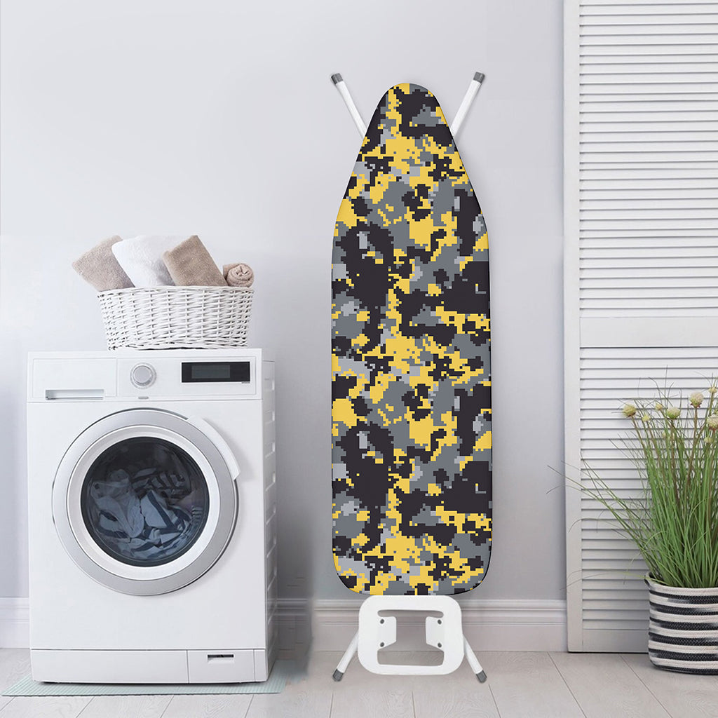 Yellow Black And Grey Digital Camo Print Ironing Board Cover