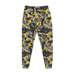 Yellow Black And Grey Digital Camo Print Jogger Pants