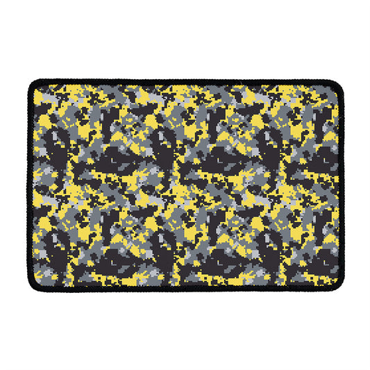 Yellow Black And Grey Digital Camo Print Kitchen Mat