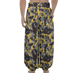 Yellow Black And Grey Digital Camo Print Lantern Pants