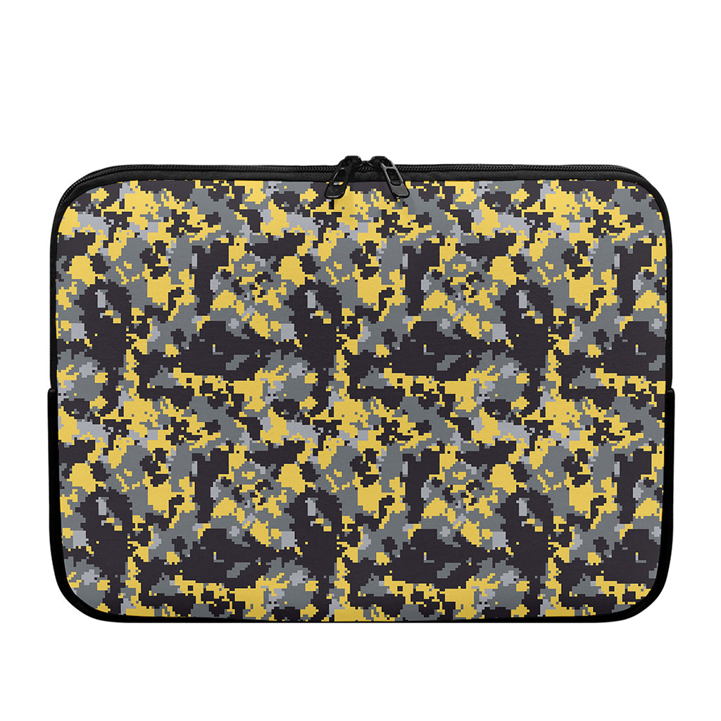 Yellow Black And Grey Digital Camo Print Laptop Sleeve