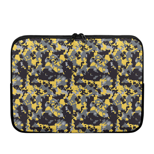 Yellow Black And Grey Digital Camo Print Laptop Sleeve