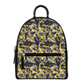 Yellow Black And Grey Digital Camo Print Leather Backpack