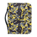 Yellow Black And Grey Digital Camo Print Leather Bible Cover