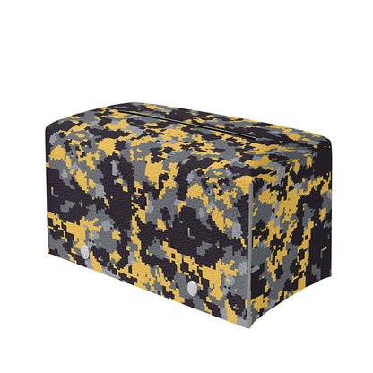 Yellow Black And Grey Digital Camo Print Leather Tissue Box Cover