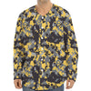 Yellow Black And Grey Digital Camo Print Long Sleeve Baseball Jersey