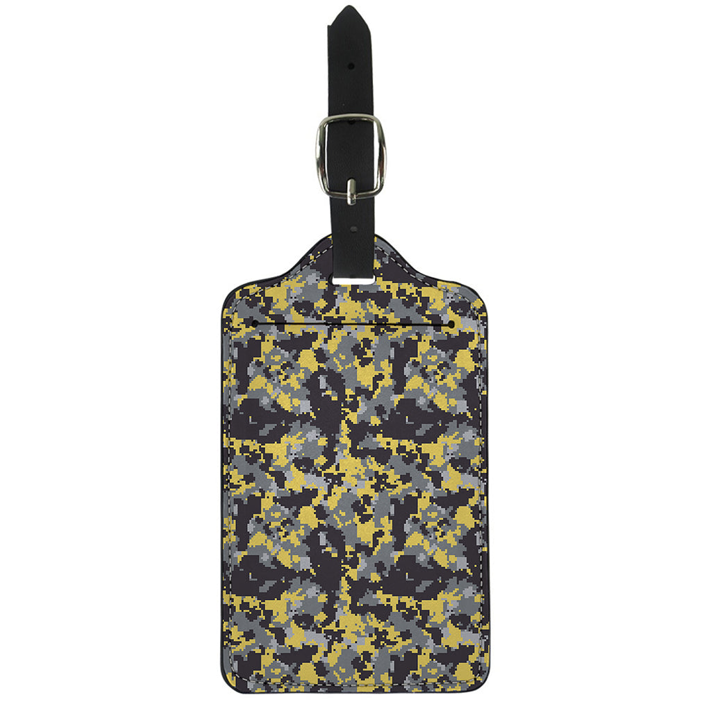 Yellow Black And Grey Digital Camo Print Luggage Tag
