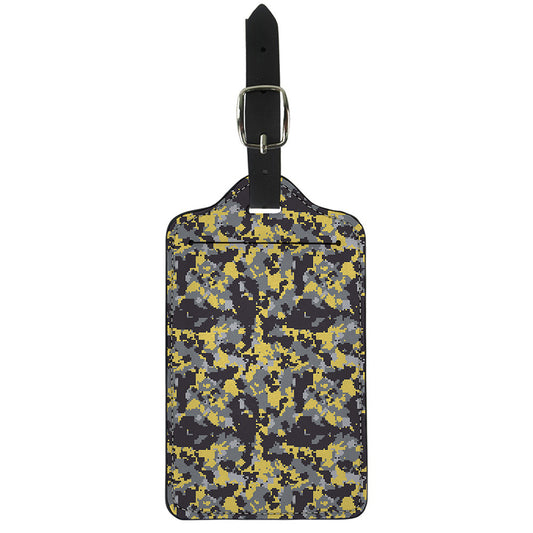 Yellow Black And Grey Digital Camo Print Luggage Tag