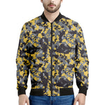 Yellow Black And Grey Digital Camo Print Men's Bomber Jacket