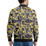 Yellow Black And Grey Digital Camo Print Men's Bomber Jacket