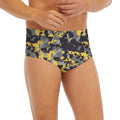 Yellow Black And Grey Digital Camo Print Men's Briefs