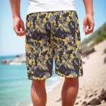 Yellow Black And Grey Digital Camo Print Men's Cargo Shorts