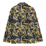 Yellow Black And Grey Digital Camo Print Men's Cotton Blazer