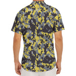 Yellow Black And Grey Digital Camo Print Men's Deep V-Neck Shirt