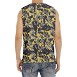 Yellow Black And Grey Digital Camo Print Men's Fitness Tank Top