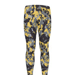 Yellow Black And Grey Digital Camo Print Men's leggings