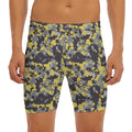 Yellow Black And Grey Digital Camo Print Men's Long Boxer Briefs