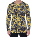 Yellow Black And Grey Digital Camo Print Men's Long Sleeve T-Shirt