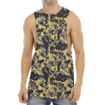 Yellow Black And Grey Digital Camo Print Men's Muscle Tank Top