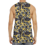 Yellow Black And Grey Digital Camo Print Men's Muscle Tank Top