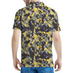 Yellow Black And Grey Digital Camo Print Men's Polo Shirt