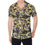 Yellow Black And Grey Digital Camo Print Men's Shirt