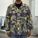 Yellow Black And Grey Digital Camo Print Men's Shirt Jacket