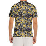 Yellow Black And Grey Digital Camo Print Men's Short Sleeve Rash Guard