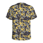 Yellow Black And Grey Digital Camo Print Men's Sports T-Shirt
