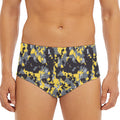 Yellow Black And Grey Digital Camo Print Men's Triangle Swim Briefs
