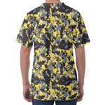 Yellow Black And Grey Digital Camo Print Men's Velvet T-Shirt